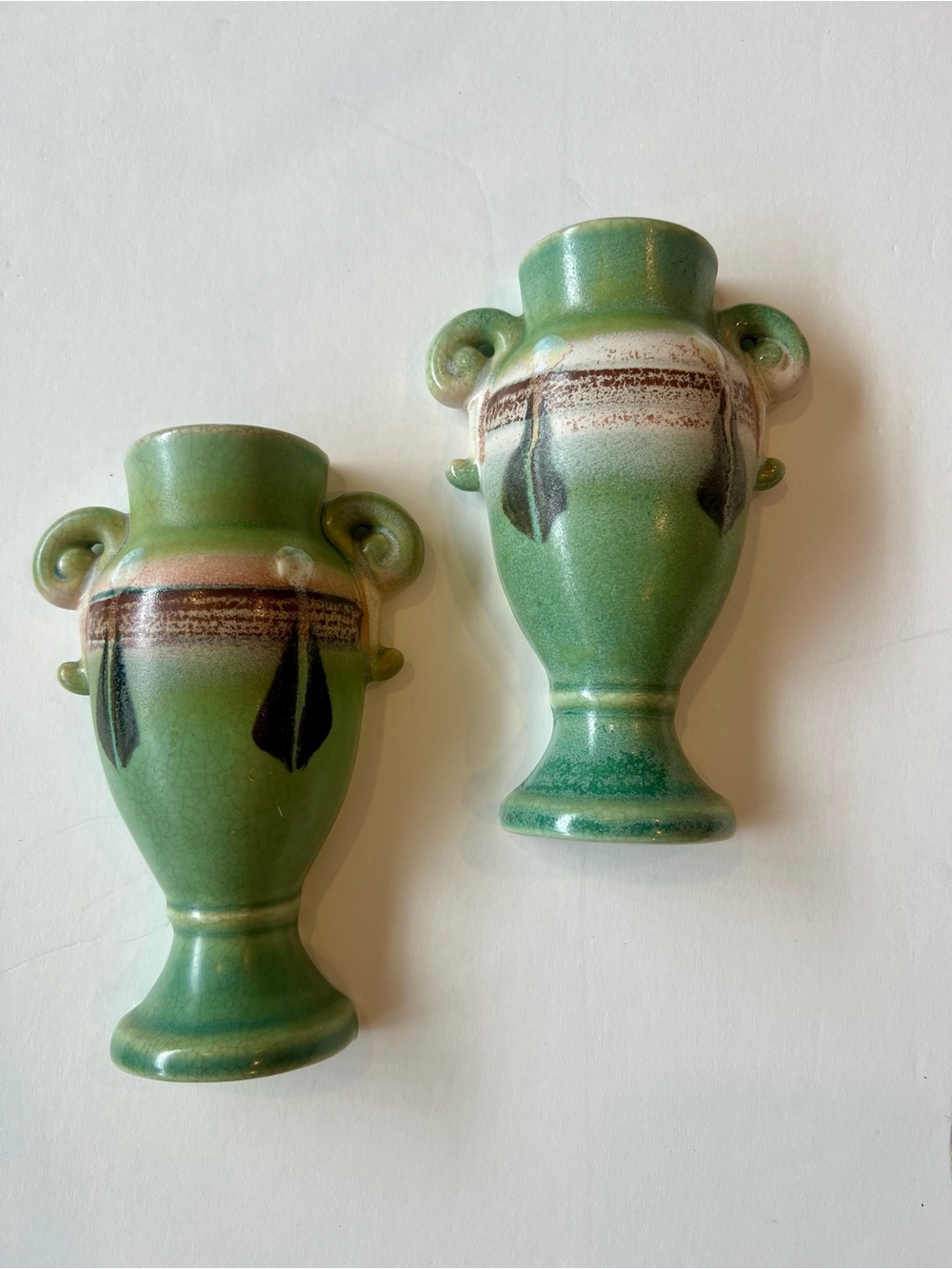 Pair of matching vintage ceramic wall vases made in Japan.